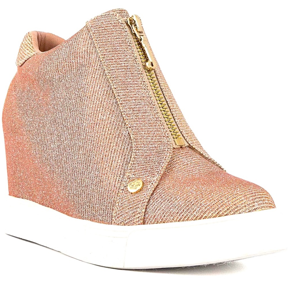 Juicy couture high top Journey sneakers wedge boots in rose gold Sz 6.5 or 37